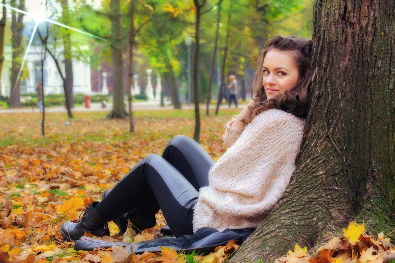 girl lying down in the park